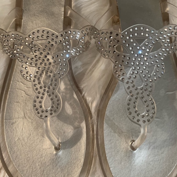 STUART WEITZMAN JELLY RHINESTONE FLATS. - Picture 2 of 5
